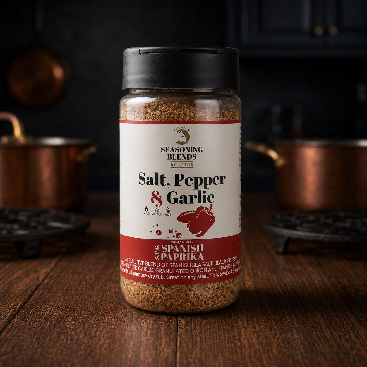 Sal, Pimienta, Ajo y Paprika Español